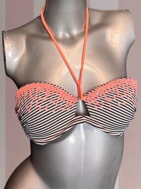 Victoria’s Secret Y2K Striped Sequin Halter Bikini Top